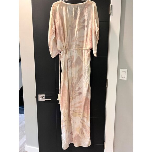 Calypso St Barth Marbled Tie Dye Linen Maxi Kimono Cover Up Dress Side Slit Size - Picture 5 of 12